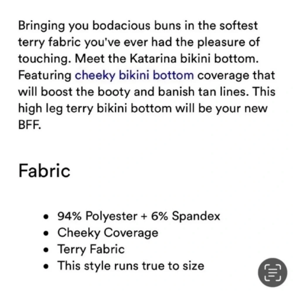 Frankie’s Bikinis Katrina Bottoms In Terry Nude Daisy NWT L